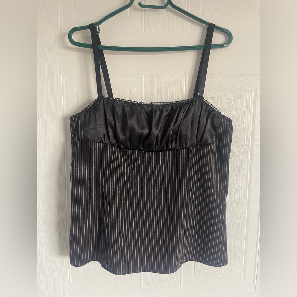Y2K Gothic Pinstripe Cami XL Morbid Threads Mall Goth Layer Top - Picture 2 of 14